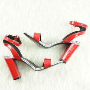 exe Ankle Strap High Heels Red, Black & White Open Toe Size 40
